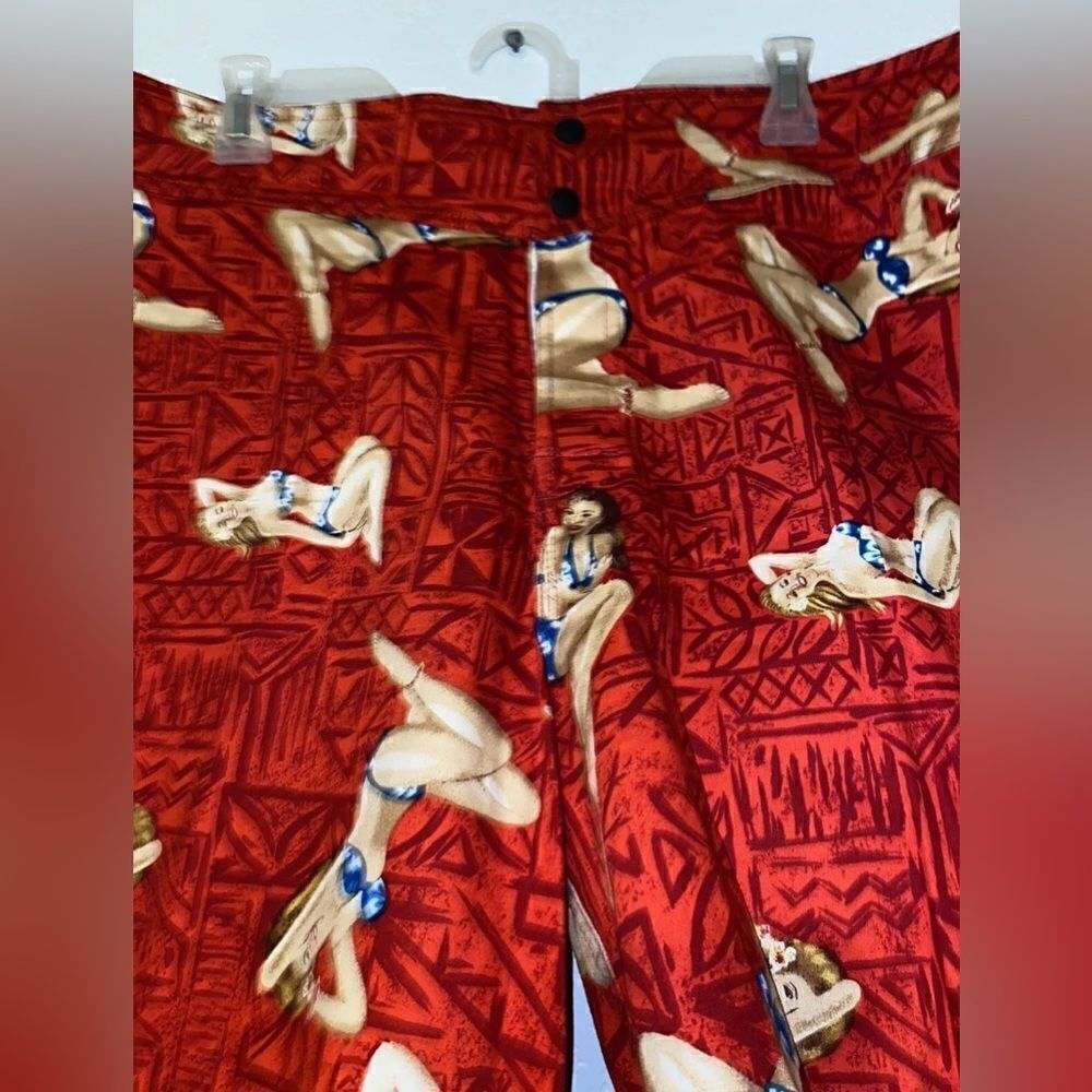 Vintage Quiksilver 100% Cotton Pin Up Girl Model Surf Board Shorts 34 - Picture 3 of 8